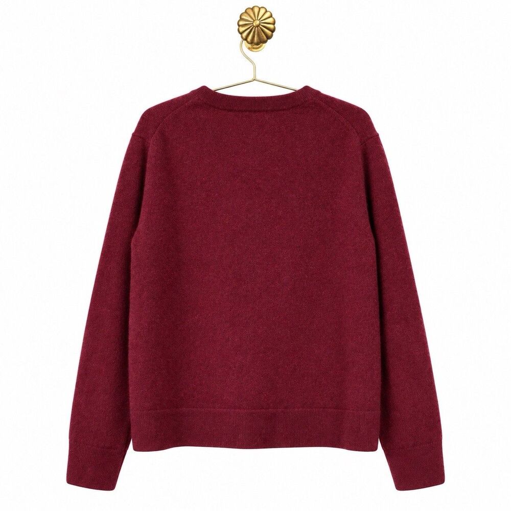 Quince Mongolian Cashmere Crewneck Boxy Sweater XL Quiet Luxury Rich Burgundy - Picture 4 of 6